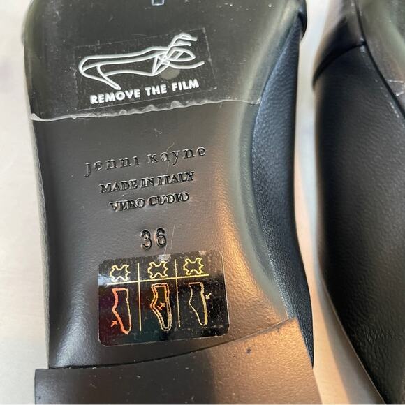 Jenni Kayne Mia Black Square Toe Leather Mules NWOB - Picture 9 of 11